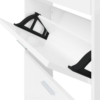 Skoställ Högglans Vit Skoskåp 59x17x169 cm