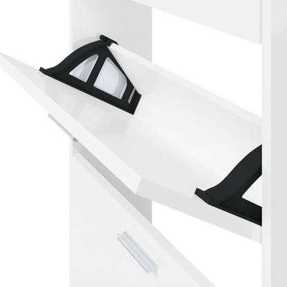 Skoställ Högglans Vit Skoskåp 59x17x150 cm