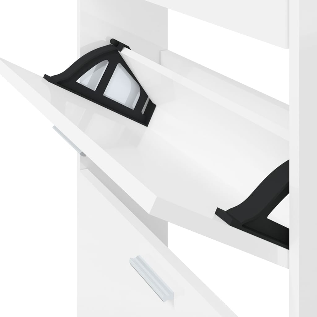 Skoställ Högglans Vit Skoskåp 59x17x108 cm