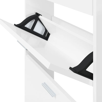 Skoställ Högglans Vit Skoskåp 59x17x108 cm