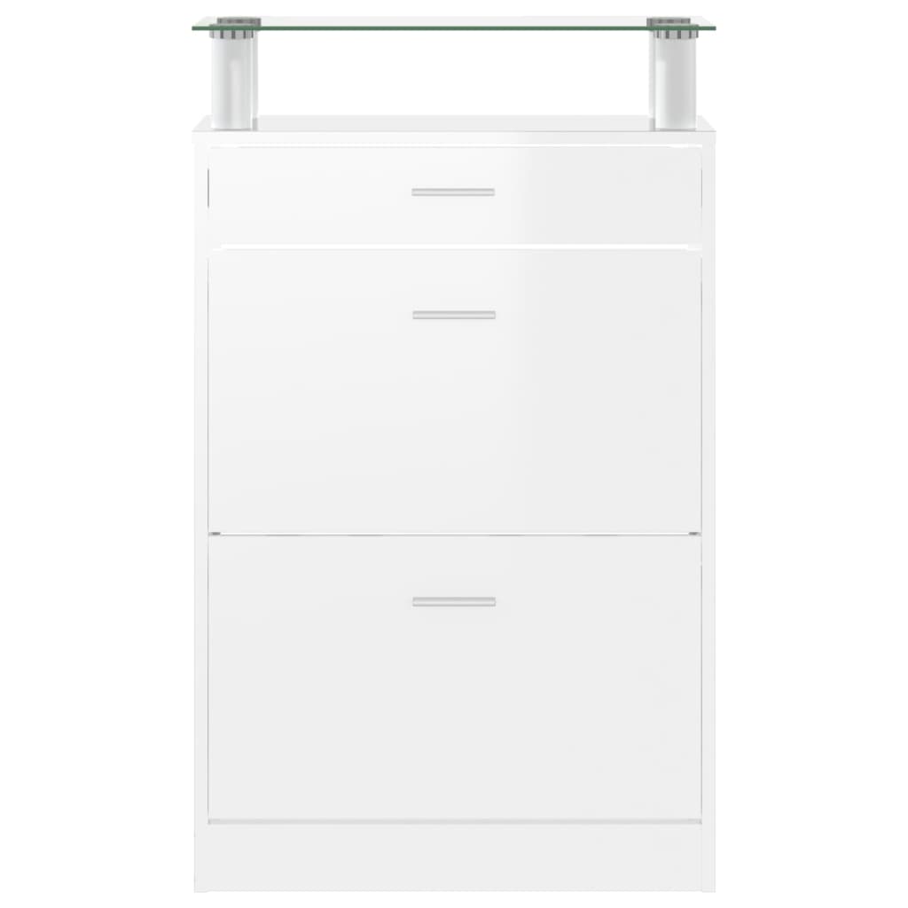 Skoställ Högglans Vit Skoskåp 63x24x104 cm