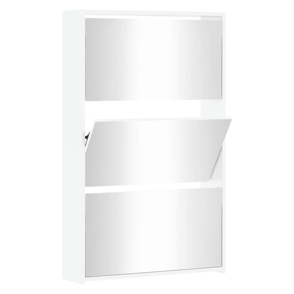 Skoställ Högglans Vit Skoskåp med 3 skåp 63x17x102,5 cm