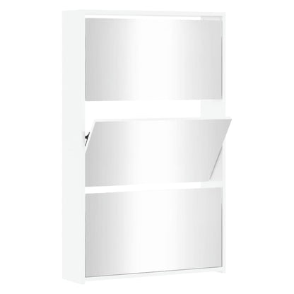Skoställ Högglans Vit Skoskåp med 3 skåp 63x17x102,5 cm
