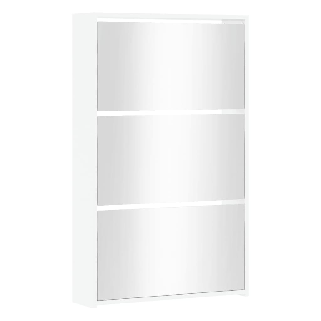 Skoställ Högglans Vit Skoskåp med 3 skåp 63x17x102,5 cm