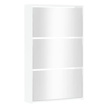 Skoställ Högglans Vit Skoskåp med 3 skåp 63x17x102,5 cm