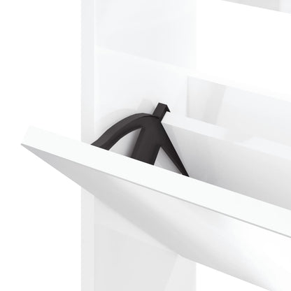 Skoställ Högglans Vit Skoskåp med 3 skåp 63x17x102,5 cm