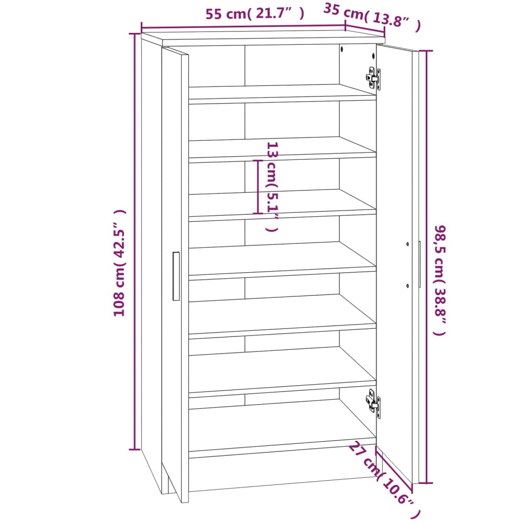 Skoställ Brun Ek 55x35x108 cm