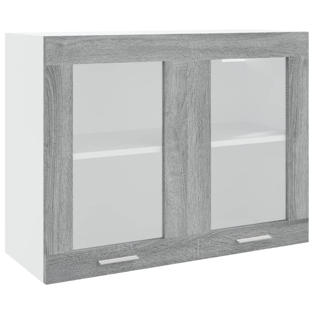 Väggskåp glas “Lyon” grå sonoma 80x31x60 cm konstruerat trä