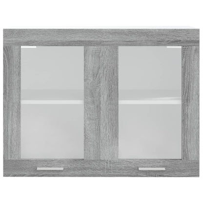 Väggskåp glas “Lyon” grå sonoma 80x31x60 cm konstruerat trä