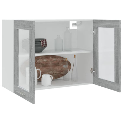 Väggskåp glas “Lyon” grå sonoma 80x31x60 cm konstruerat trä