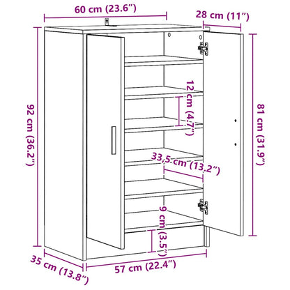 Skoställ Sonoma Grå 60x35x92 cm