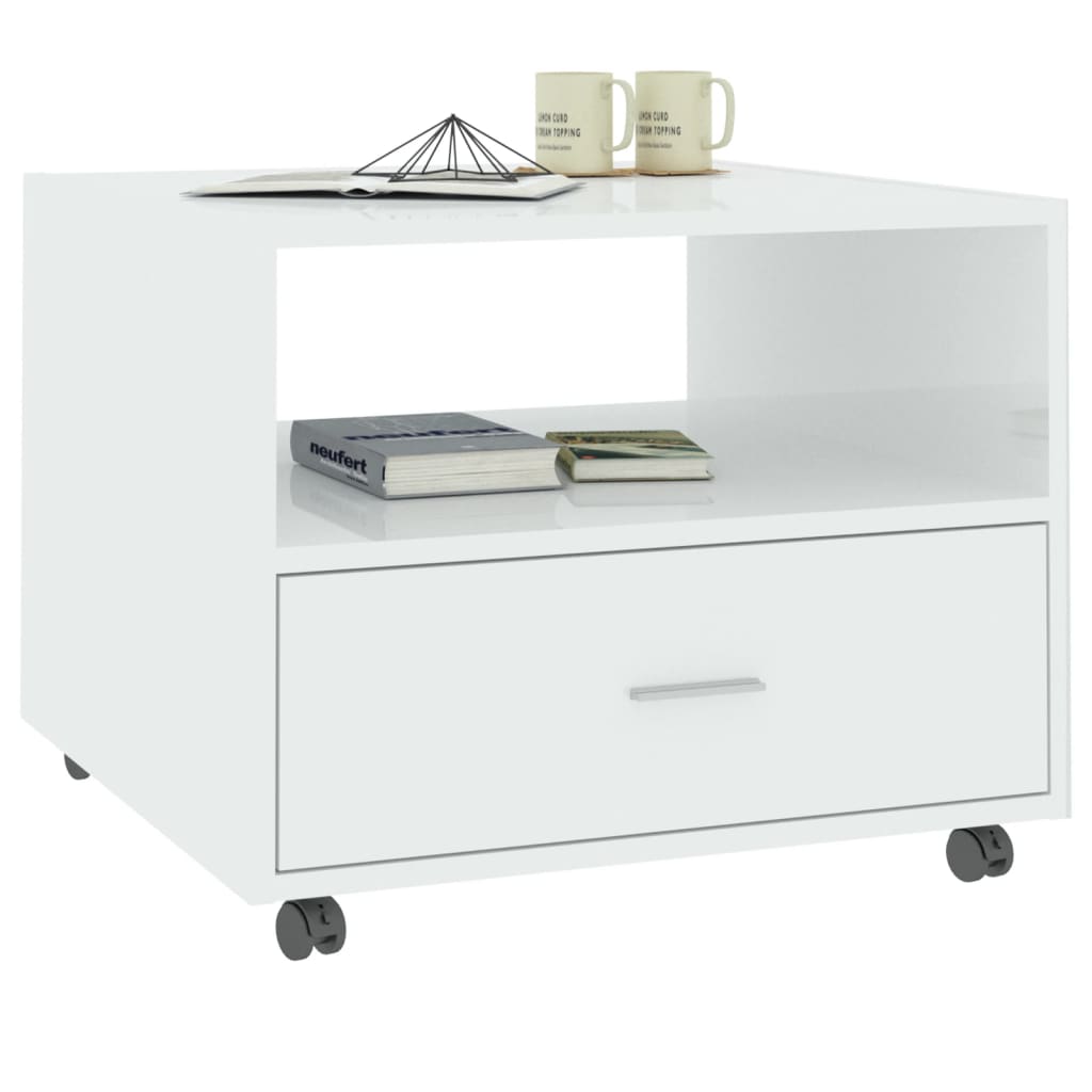 Soffbord Högglans Vit 55x55x40 cm