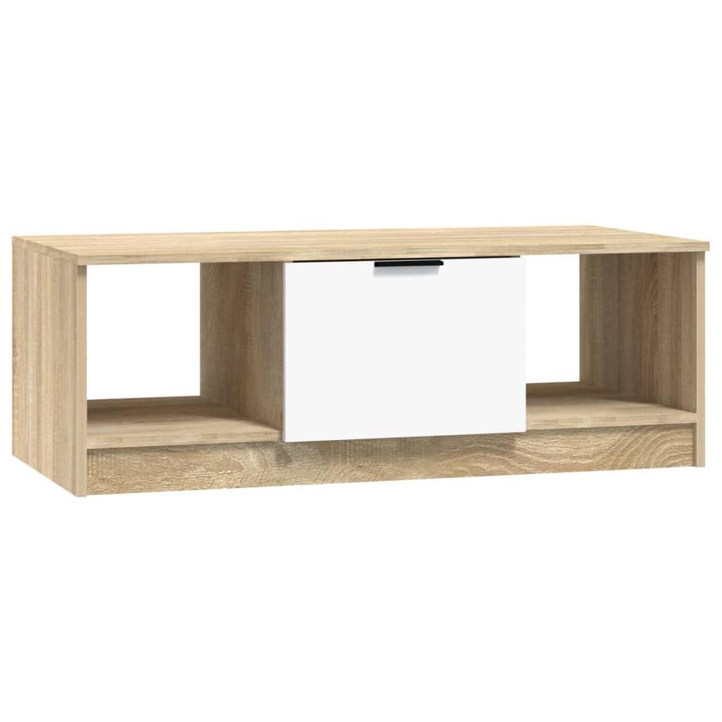 Soffbord Vit och Sonoma Ek 102x50x36 cm