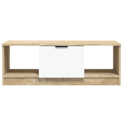 Soffbord Vit och Sonoma Ek 102x50x36 cm