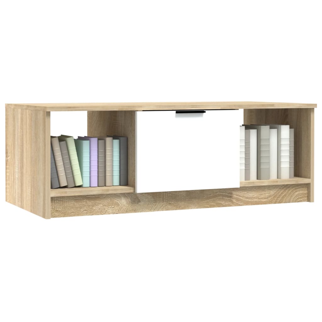 Soffbord Vit och Sonoma Ek 102x50x36 cm