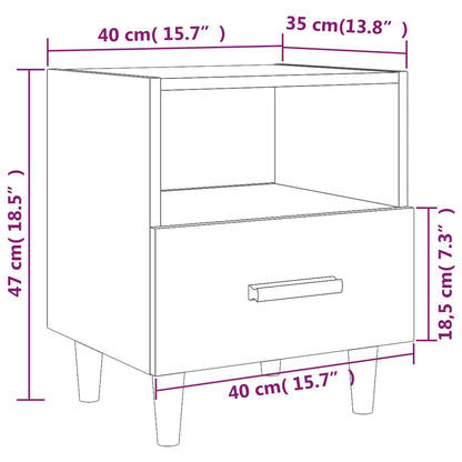 Sängbord 2 st svart 40x35x47 cm