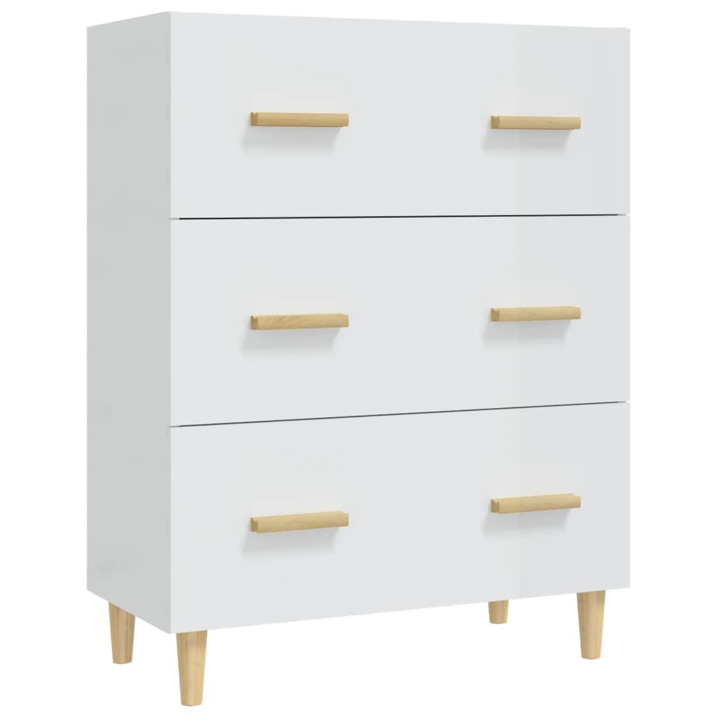 Skåp vit högglans 70x34x90 cm konstruerat trä