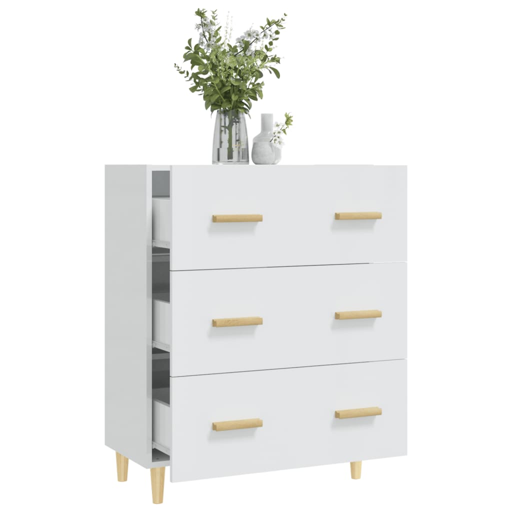 Skåp vit högglans 70x34x90 cm konstruerat trä