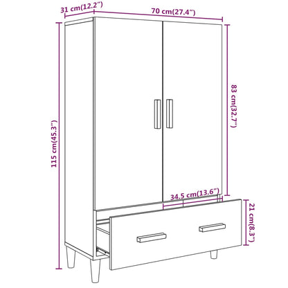 Skåp Svart 70x31x115 cm