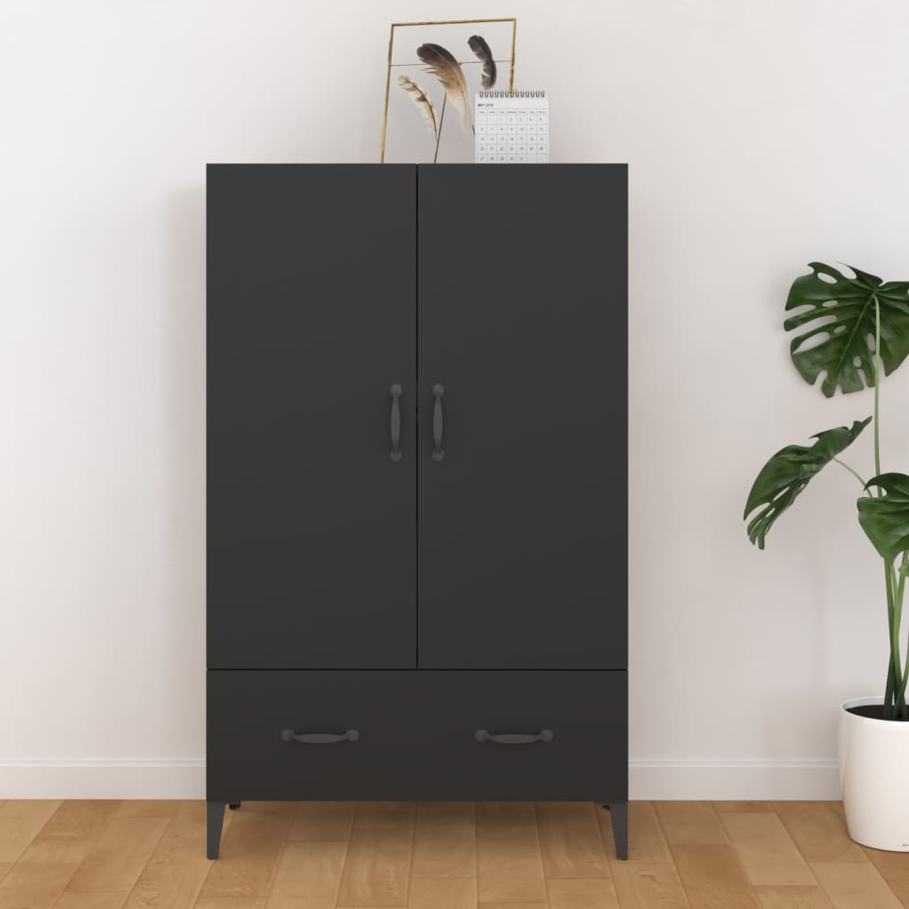 Skåp svart 70x31x115 cm konstruerat trä