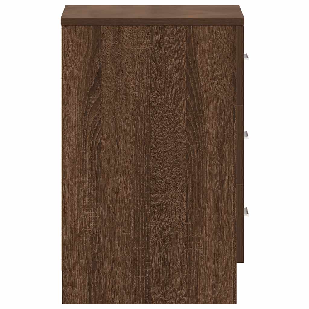 Sängbord 2 st brun ek 38x35x56 cm konstruerat trä