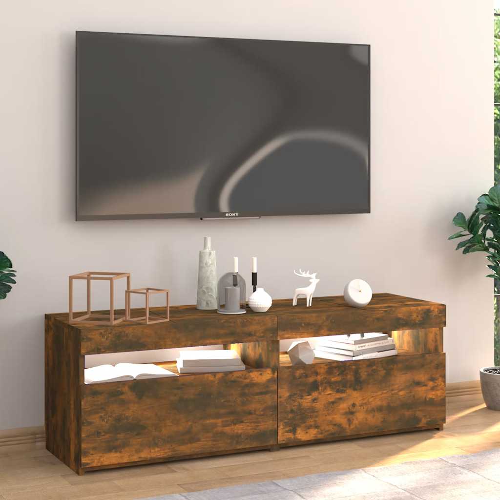 TV-Möbel Rökfärgad Ek TV-Bänk LED 120x35x40 cm