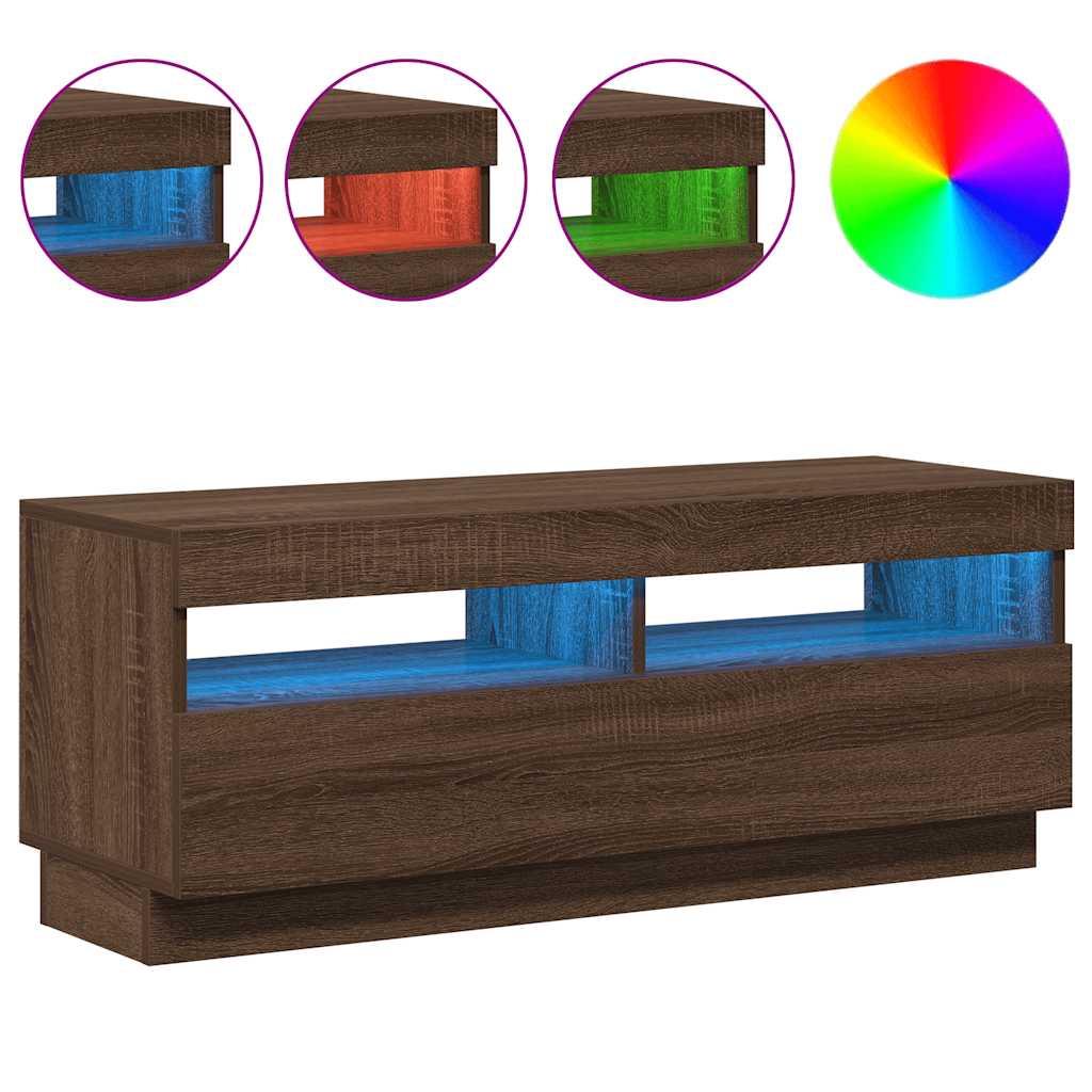 TV-Möbel Brun Ek TV-Bänk LED 100x35x40 cm