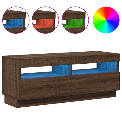TV-Möbel Brun Ek TV-Bänk LED 100x35x40 cm
