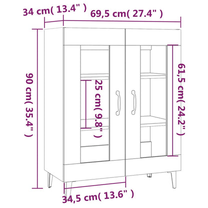 Skåp vit 69,5x34x90 cm konstruerat trä