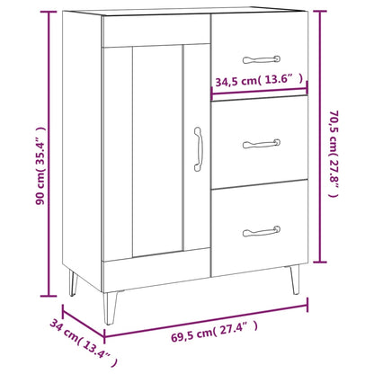 Skåp vit 69,5x34x90 cm konstruerat trä