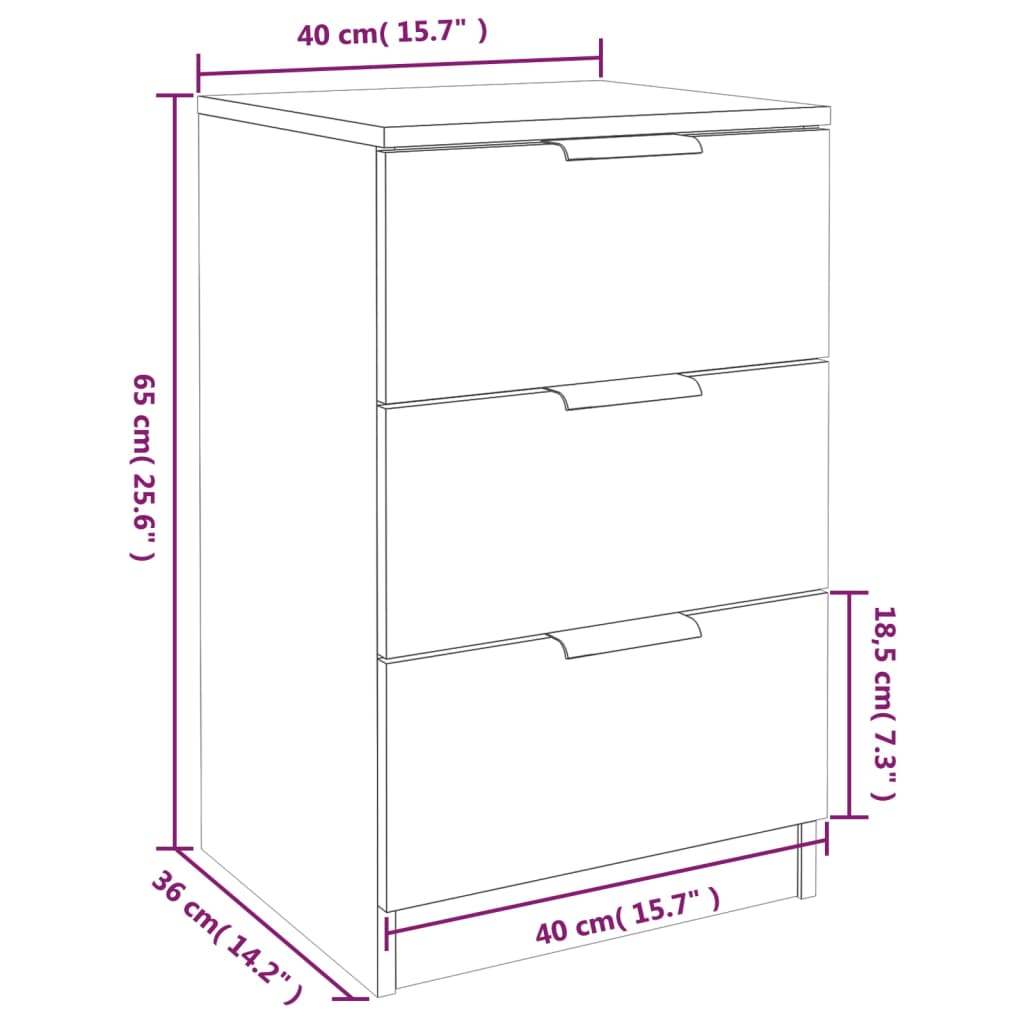 Sängbord 2 st brun ek 40x36x65 cm