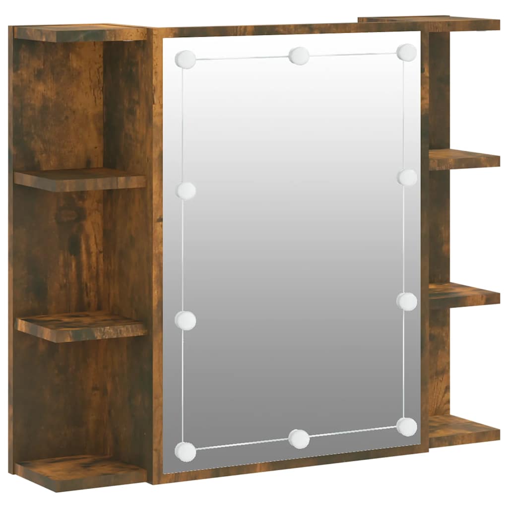 Badrumsspegel Spegelskåp LED Rökfärgad Ek 70x16,5x60 cm
