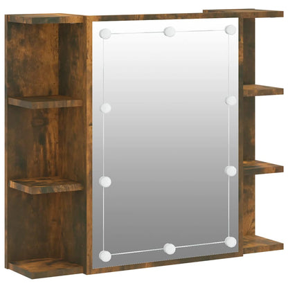 Badrumsspegel Spegelskåp LED Rökfärgad Ek 70x16,5x60 cm