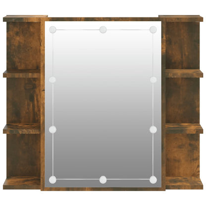 Badrumsspegel Spegelskåp LED Rökfärgad Ek 70x16,5x60 cm