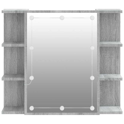 Badrumsspegel Spegelskåp LED Sonoma Grå 70x16,5x60 cm