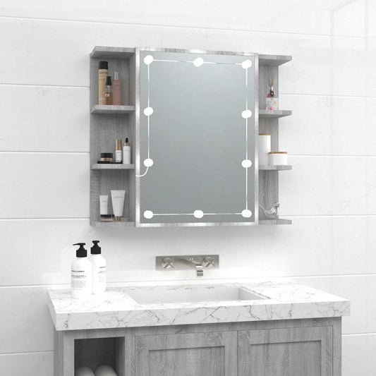 Badrumsspegel Spegelskåp LED Sonoma Grå 70x16,5x60 cm