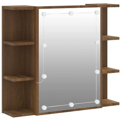 Badrumsspegel Spegelskåp LED Brun Ek 70x16,5x60 cm
