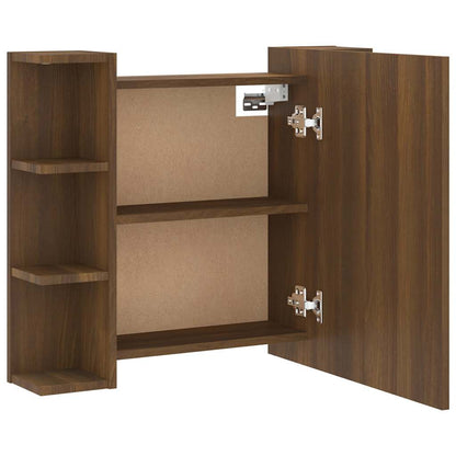Badrumsspegel Spegelskåp LED Brun Ek 70x16,5x60 cm