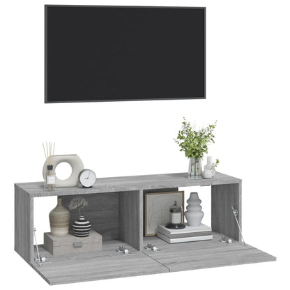XXXXX TV-Möbel Grå Väggmonterade TV-Bänkar 2 st 100x30x30 cm