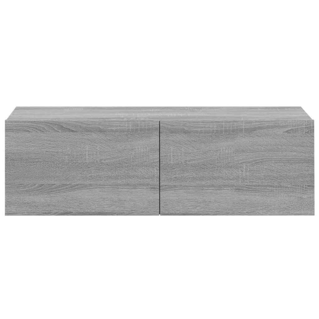XXXXX TV-Möbel Grå Väggmonterade TV-Bänkar 2 st 100x30x30 cm