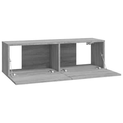 XXXXX TV-Möbel Grå Väggmonterade TV-Bänkar 2 st 100x30x30 cm