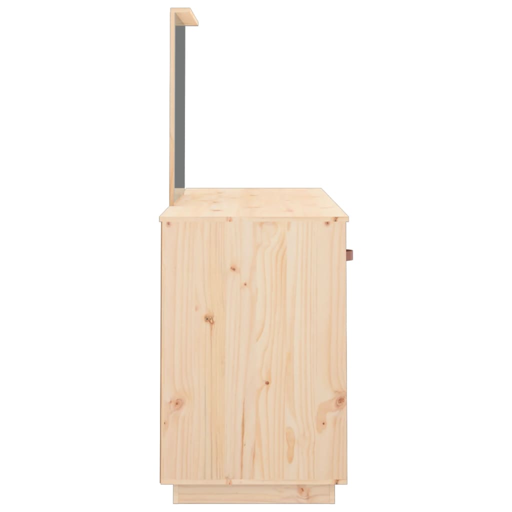 Sminkbord med spegel massiv furu