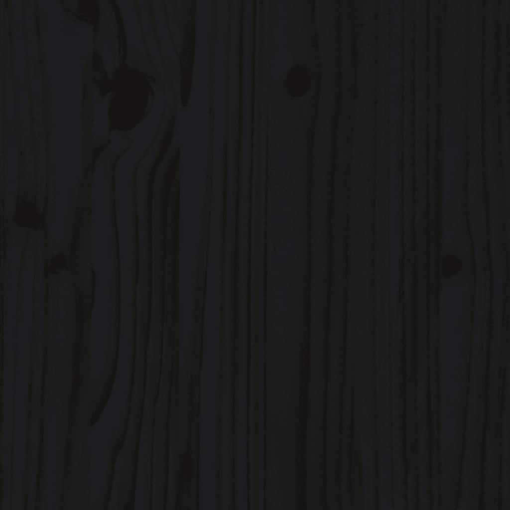 Sminkbord med spegel Svart massiv furu