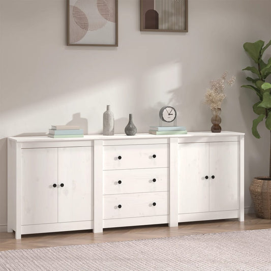 Skänk Vit 210x35x80 cm massiv furu
