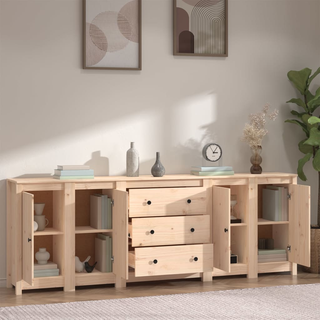 Skänk Trä 230x35x80 cm massiv furu