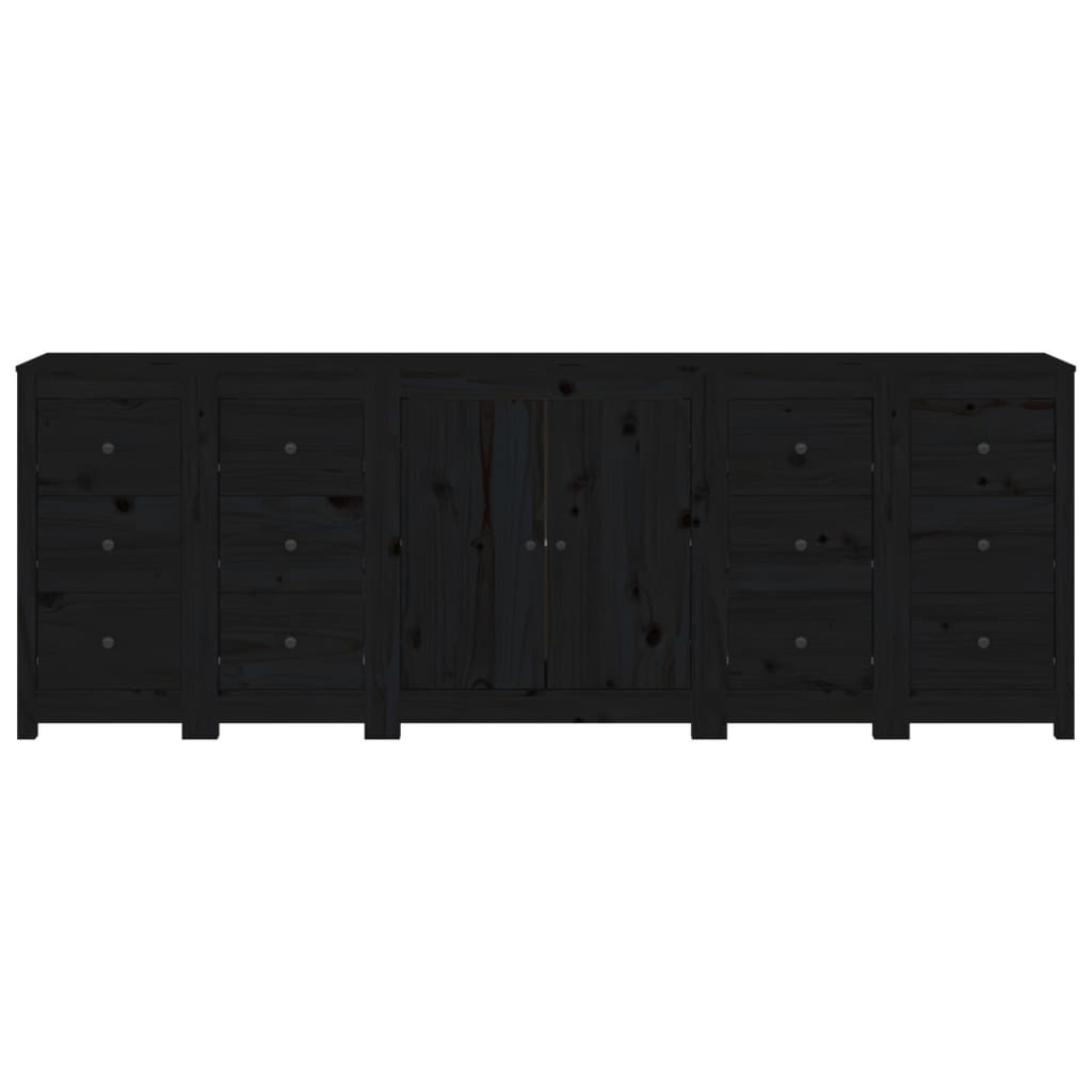 Skänk Svart 230x35x80 cm massiv furu