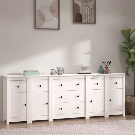 Skänk Vit 230x35x80 cm massiv furu
