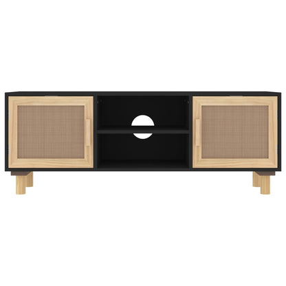 TV-Möbel Svart TV-Bänk 105x30x40 cm massiv furu & naturlig rotting