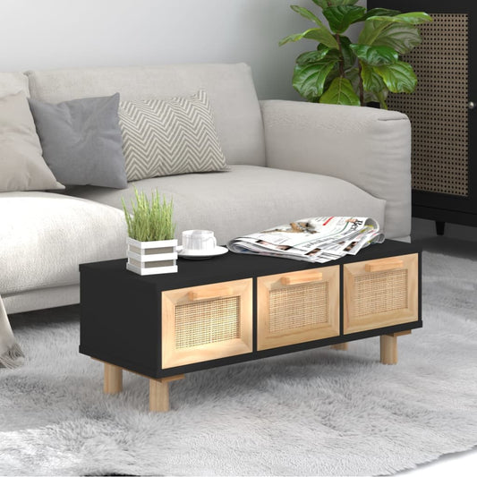 Sidobord Svart 80x40x30 cm massiv furu