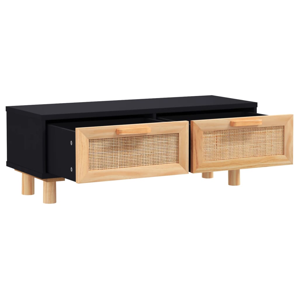 Soffbord Svart 80x40x30 cm&massiv furu
